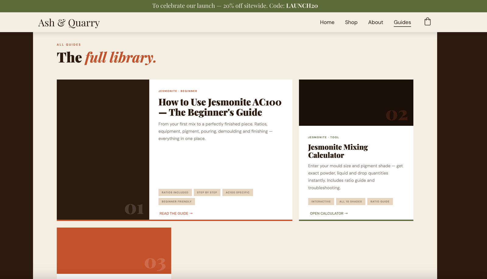 Ash & Quarry product page